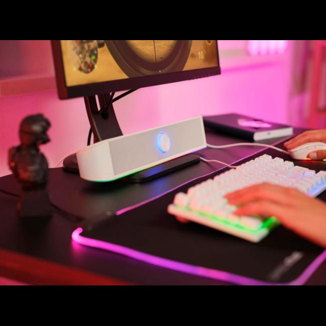 Trust GXT 619W Thorne RGB Illuminated Soundbar - White - Volume Control, RGB Lighting