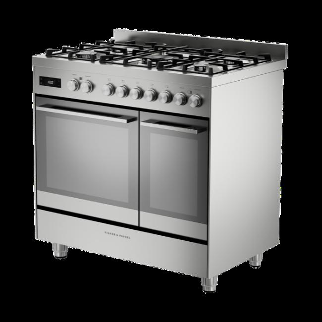 Fisher & Paykel 5 Burner Dual Fuel Freestanding Cooker - Stainless Steel Oven