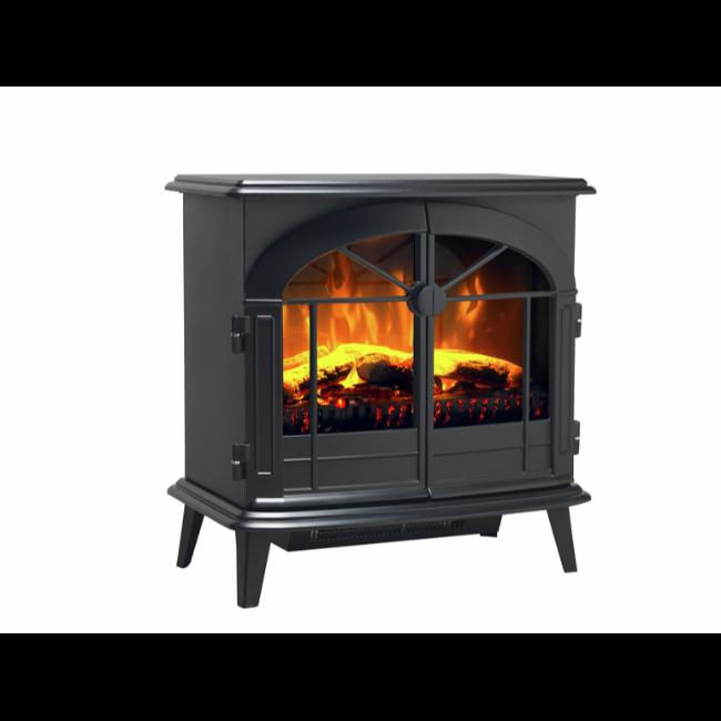 Dimplex Leckford Electric Stove | Matt Black | Optiflame | 2kW Heat Output | LED Lighting | Remote Control | Log Effect