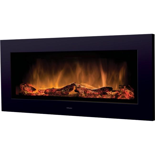 Dimplex Optiflame Wall Mounted Electric Fire with Remote Control, Black Finish, LED Lighting, Flames, Log Set