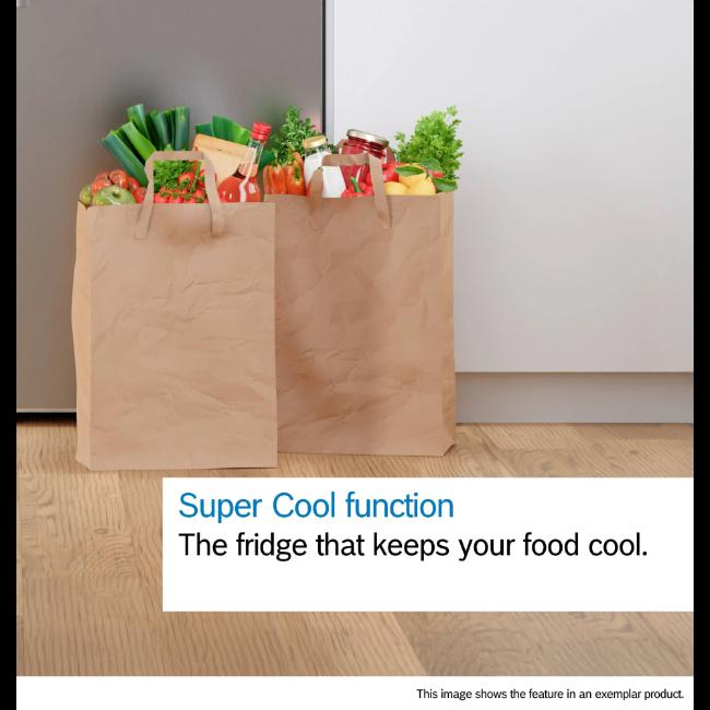 Bosch Series 4 Integrated Fridge KIR81VFE0G White with LED Lighting, Super Cooling, Fresh Sense, MultiBox XXL, Quiet Appliances, Intelligent Inverter Technology, Dimensions 1772x541x548mm