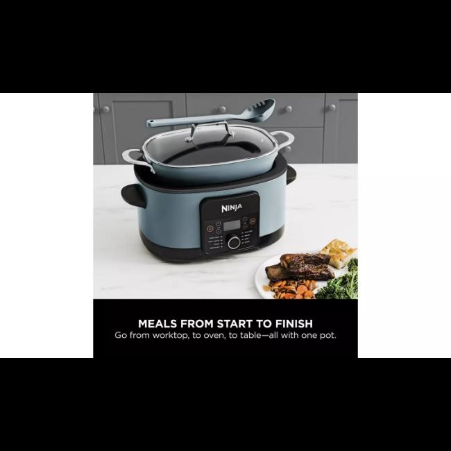Ninja Foodi PossibleCooker 8-in-1 Multi-Cooker Slow Cooker 8L Sea Salt Grey with Pasta Spoon & Lid - 1200W, Up to 8 Portions, 12 Hr Keep Warm