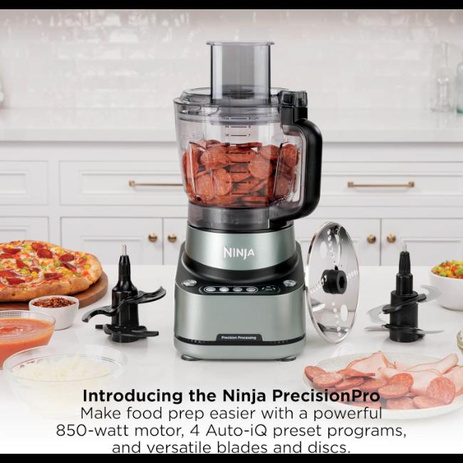 Ninja PrecisionPro Food Processor 850W 2.1L Bowl Auto-iQ Technology 4 Preset Modes Chop Slice Mix Dough Purée Dishwasher Safe