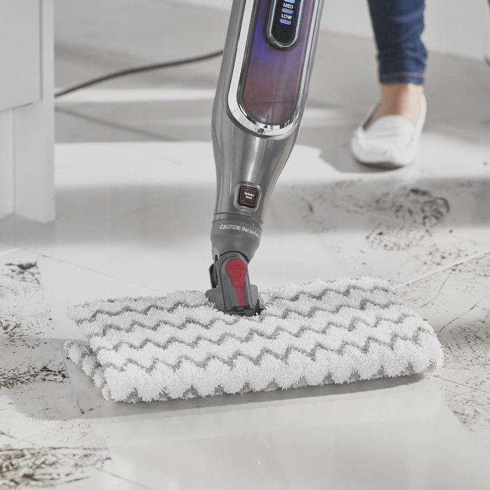 Shark Steam Mop Pads 2pk | Microfibre Double-sided White Grey Zigzag Pattern