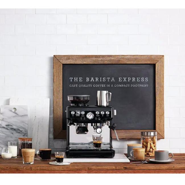 Sage The Barista Express Coffee Machine - Black Truffle | Integrated Burr Grinder, Digital Temperature Control, Steam Wand, Grind Size Dial, Hands-Free Operation