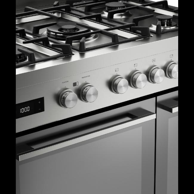 Fisher & Paykel 5 Burner Dual Fuel Freestanding Cooker - Stainless Steel Oven