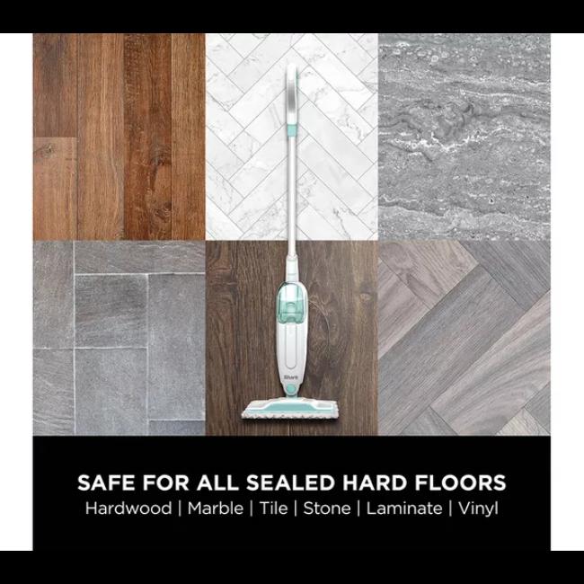 Shark Steam Mop | Green | Lightweight | Manual Pump Action | Machine-washable Pads | 5.5m Cord | Removable Tank