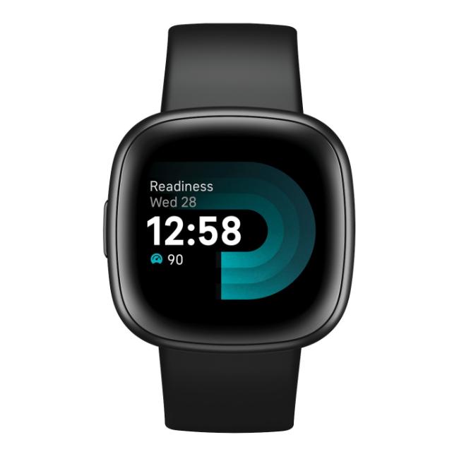 Fitbit Versa 4 Smartwatch Black & Graphite, Heart Rate Tracking, GPS, 6+ Day Battery, Black Watch, Black Band, Touchscreen