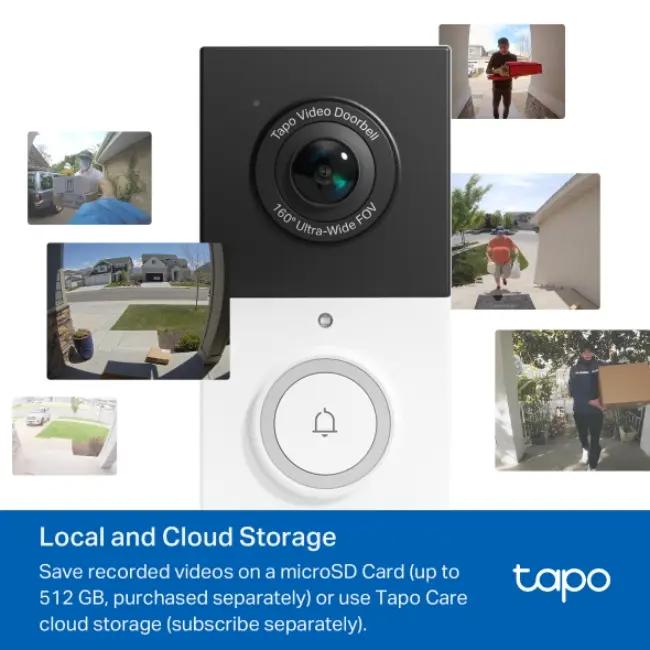 Tapo Smart 2K Video Doorbell Camera, 160° FOV, Night Vision, Battery Powered, Local & Cloud Storage