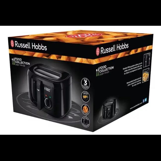 Russell Hobbs 2.5L Maxi Deep Fryer Black with 1kg Food Capacity, Variable Temperature, Non-slip Feet, Cool Touch Walls, Observation Window, Carbon Filter
