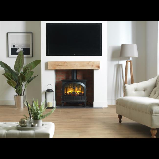 Dimplex Leckford Electric Stove | Matt Black | Optiflame | 2kW Heat Output | LED Lighting | Remote Control | Log Effect