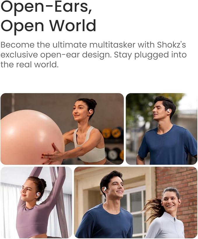 Shokz OpenFit Air Open-Ear Wireless Earbuds - White, Bluetooth, Charging Case, Water-Resistant