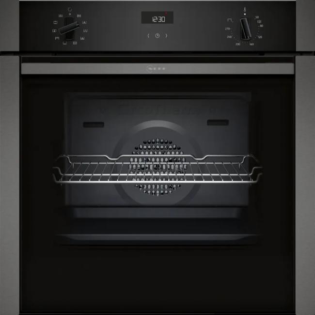Neff N 50 Built-in Single Oven Graphite-Grey 71L Slide&Hide Eco Clean Easy Clean LCD CircoTherm 50-275°C 595x594x548mm