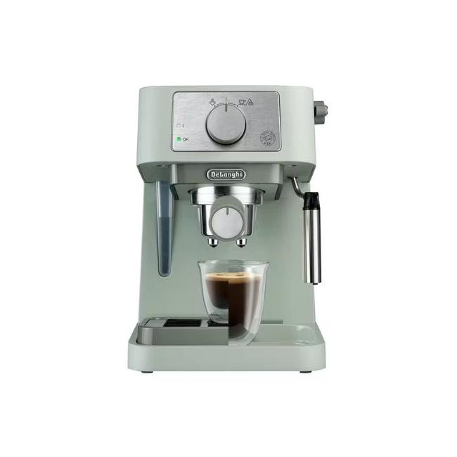 DeLonghi Stilosa Manual Pump Espresso Coffee Machine - Green, 15 Bar, Cappuccino System, Stainless Steel Boiler, Removable Drip Tray, Accepts Ground Coffee & ESE Pods
