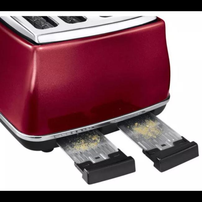 De'Longhi Icona Micalite 4 Slice Toaster Red with Bagel, Defrost, Reheat, Cancel, Toast Colour