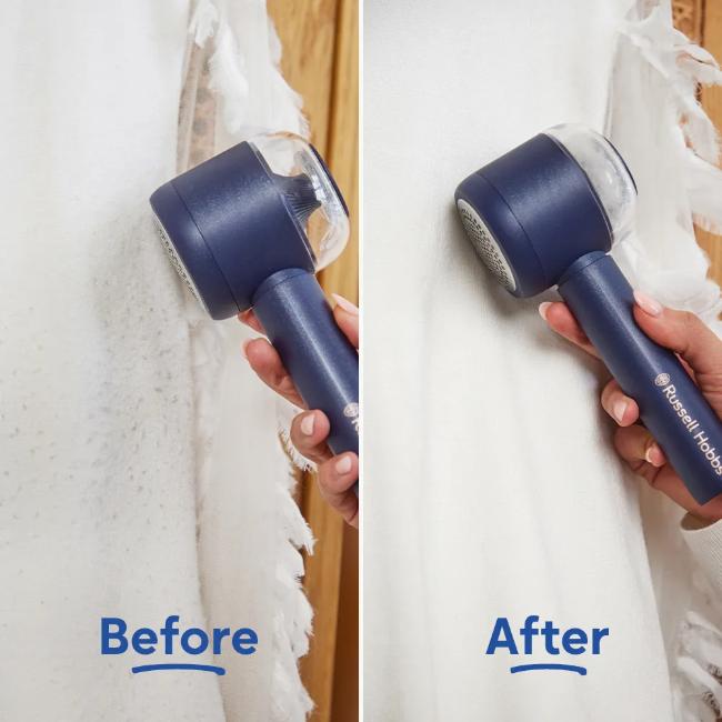 Russell Hobbs Fabric Shaver Midnight Blue Cordless Rechargeable 90 minutes