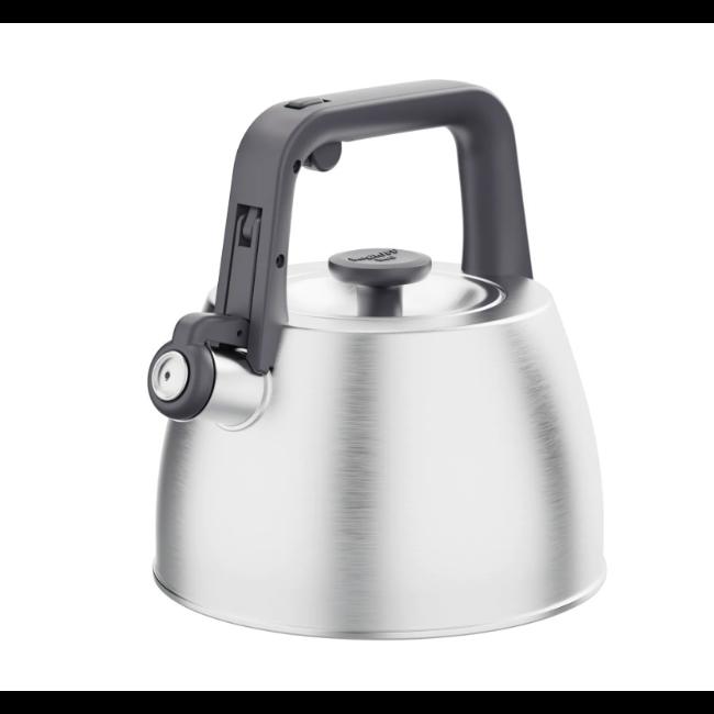 BergHOFF Whistling Kettle Anthracite Black 2.2L Stainless Steel Stovetop with Ergonomic Handle Induction Base Matte Finish
