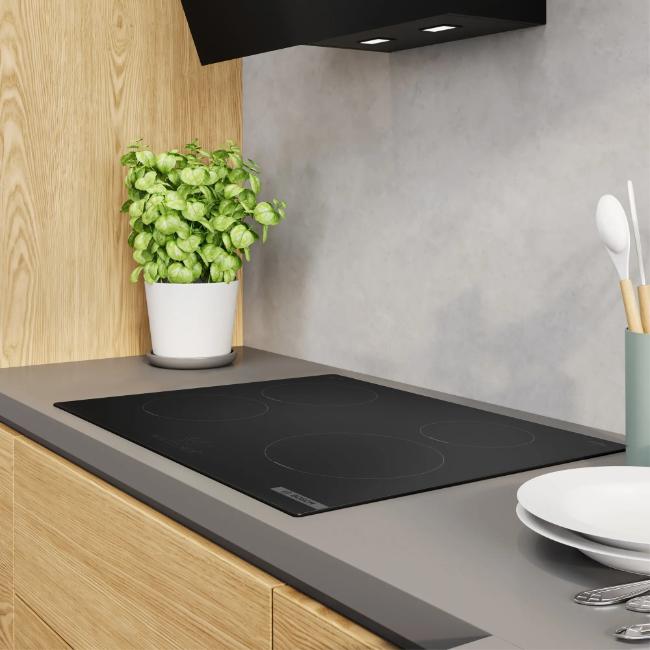 Bosch Series 4 Induction Hob 60cm PIE61ABB5E Matte Black Frameless TouchSelect 4 Zones PowerBoost Timer QuickStart ReStart ChildLock Safety Protection