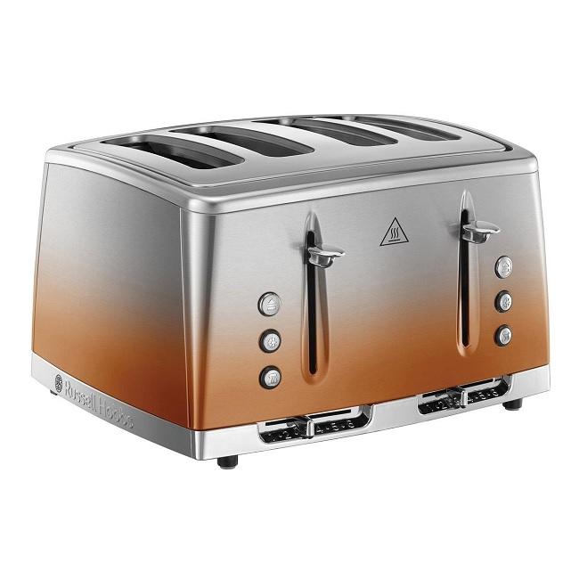 Russell Hobbs 4 Slice Toaster Copper Sunset Stainless Steel Wide Slots Ombre Effect