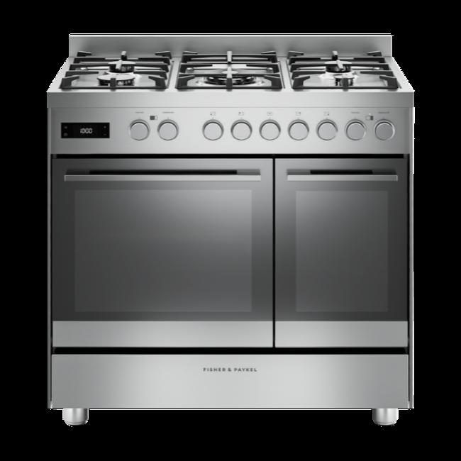 Fisher & Paykel 5 Burner Dual Fuel Freestanding Cooker - Stainless Steel Oven