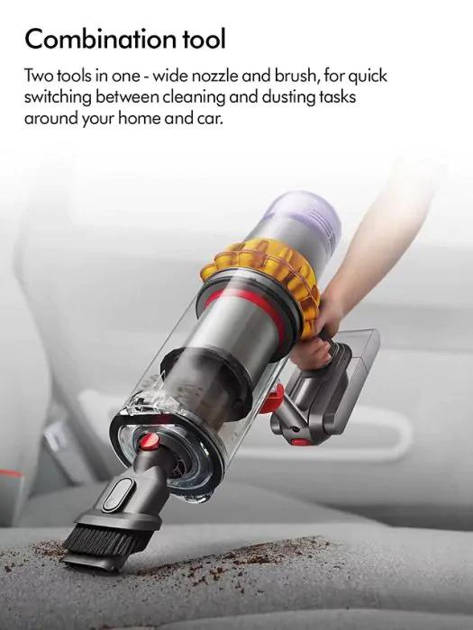 Dyson V15 Detect Absolute Cordless Vacuum Cleaner Yellow & Nickel Illuminated cleaner head LCD screen Anti-tangle brush bar