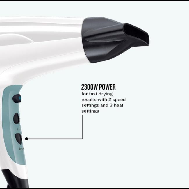 Remington D5216 Shine Therapy Hair Dryer 2300W Ionic Technology Cool Shot Diffuser Concentrator Nozzle White