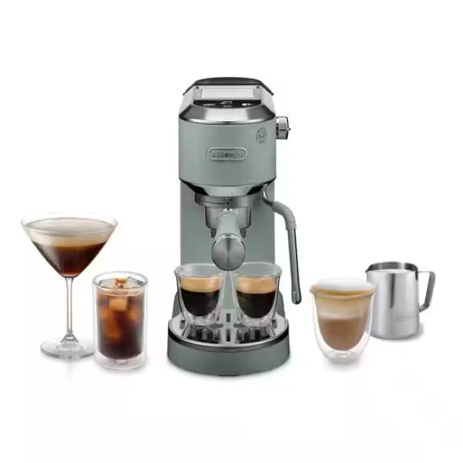 DeLonghi Dedica Duo Coffee Machine - Green | Cold Brew & Milk Steam Wand