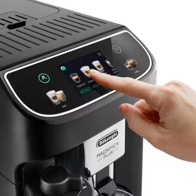 De'Longhi Magnifica Plus Automatic Bean to Cup Coffee Machine - Black | 15 Drinks, LatteCrema Hot, 3.5" Touch Display, 15 Bar, 250g Bean, 1.9L Water, 240x440x360mm