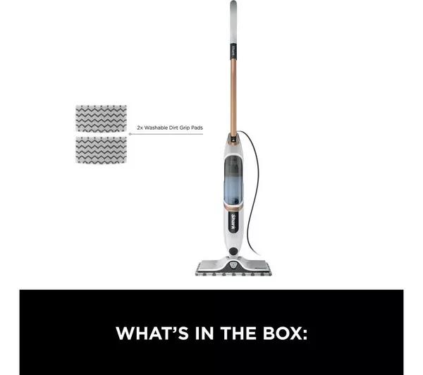 Shark SteamSpot S2001UK Steam Mop with Steam Blaster Technology - Lightweight, 3 Modes, 2x Dirt Grip Pads, 2.2kg, White/Copper