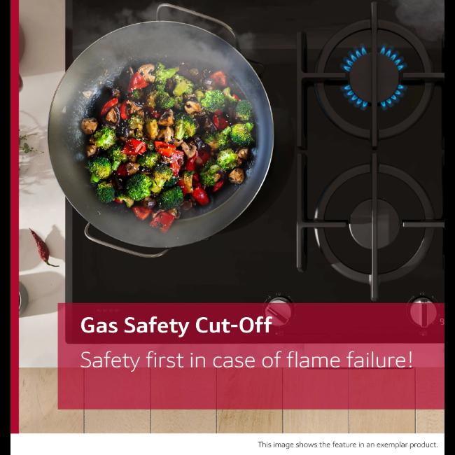 Neff N70 75cm Black Gas on Glass Hob with FlameSelect, Wok Burner, Cast Iron Supports, and Gas Safety Cut-Off
