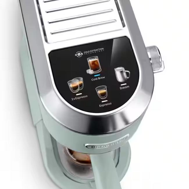 DeLonghi Dedica Duo Coffee Machine - Green | Cold Brew & Milk Steam Wand