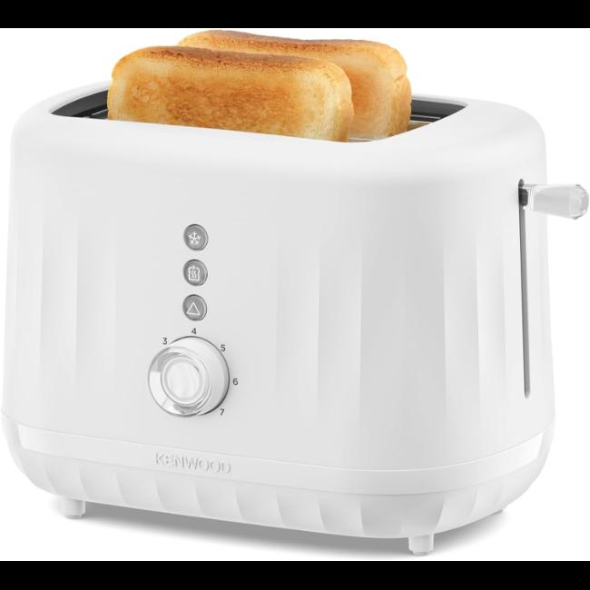 Kenwood Ripple 2 Slice Toaster TCP06.000WH Midnight Pure White with 7 Browning Levels, Defrost, Reheat, Cancel Functions, Removable Crumb Tray, High-rise Lift