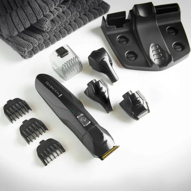 Remington PG6020 All-in-One Grooming Kit Black | Self-Sharpening Blades, Trimmer, Combs, Charging Stand
