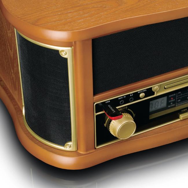 Lenco Retro Turntable Bluetooth CD Cassette Player AM/FM Radio MP3 Encoding Wood
