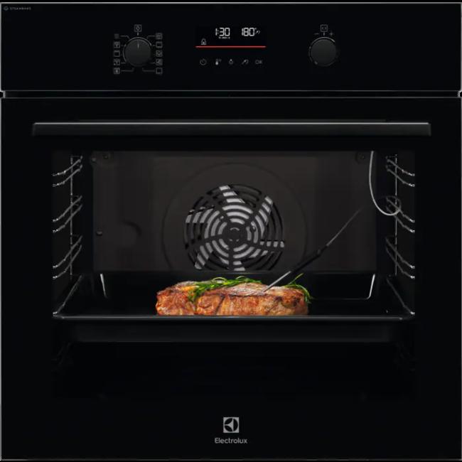 Electrolux Black Built-In Single Oven with SteamBake, Food Sensor, and Catalytic Cleaning