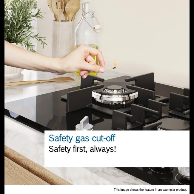 Bosch Series 2 60cm 4-Burner Built-In Gas Hob - Stainless Steel with Flame Failure Safety Device, Cast Iron Supports, and Integrated Ignition