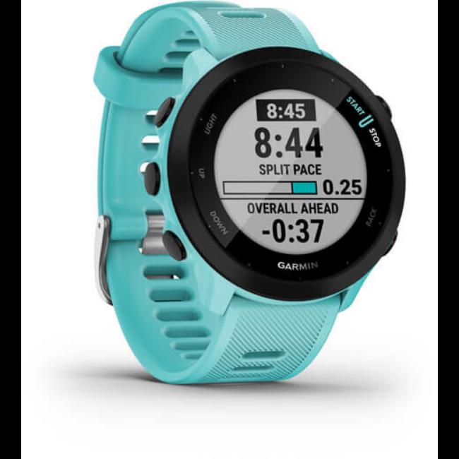 Garmin Forerunner 55 Smartwatch Aqua Blue GPS Running Watch with Start/Stop Button