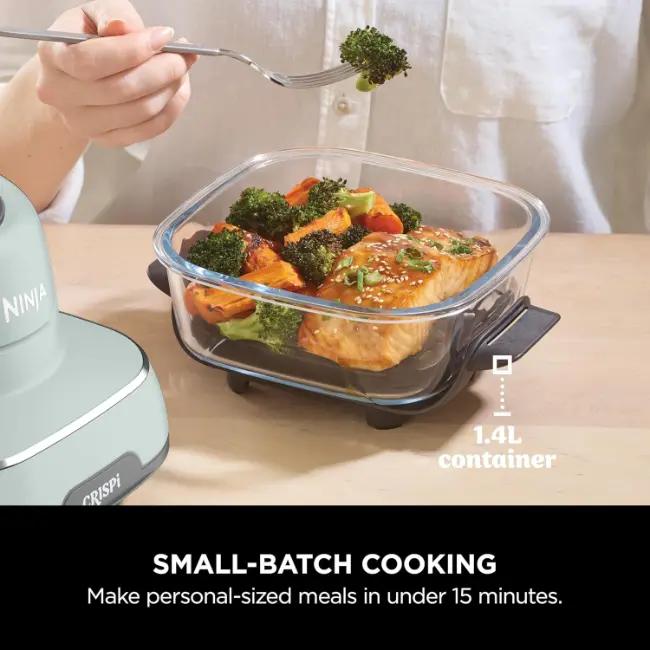 Ninja CRISPi 4-in-1 Portable Glass Air Fryer | Sage | Air Fry, Roast, Keep Warm, Recrisp | Glass