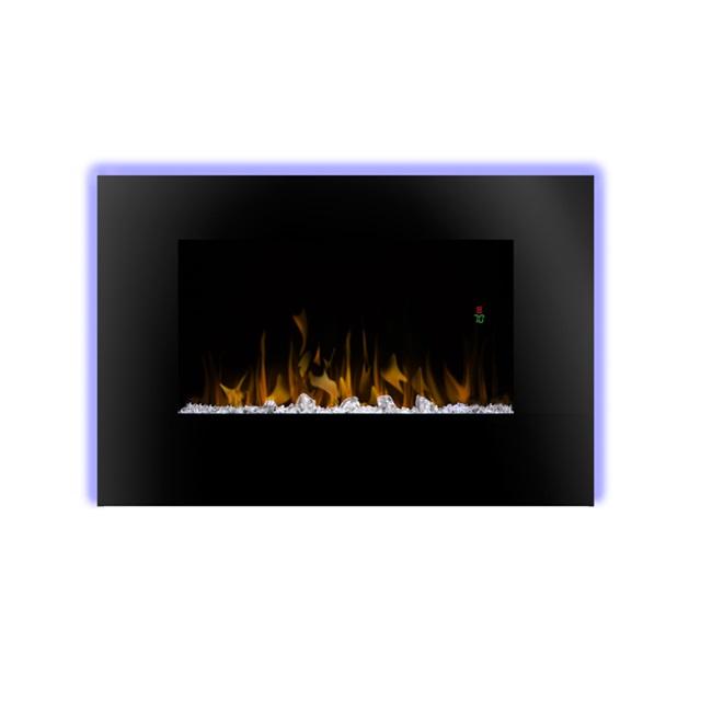Dimplex Artesia Black Glass Wall Fire with Remote Control and Multi-coloured Optiflame effect
