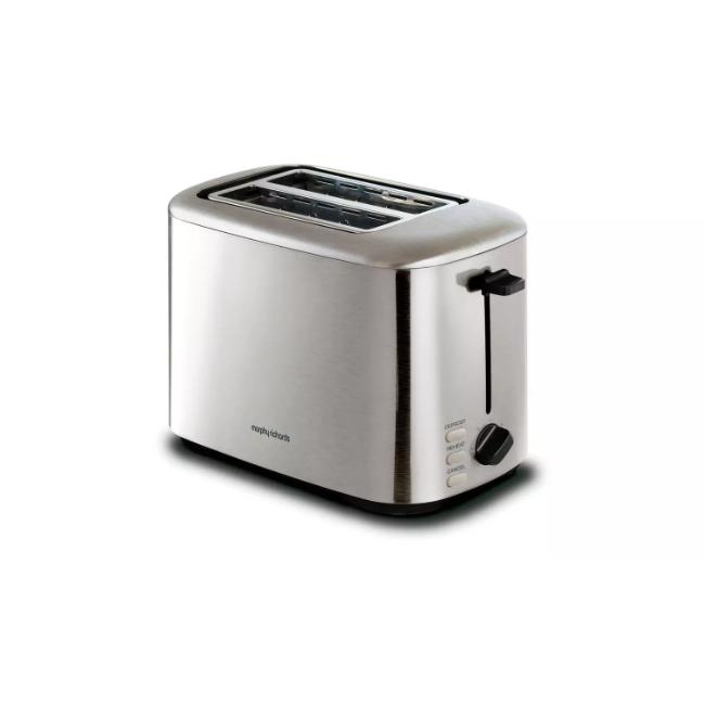 Morphy Richards Equip 2 Slice Toaster | Brushed Stainless Steel | Cancel, Reheat, Defrost, Variable Browning Control, Removable Crumb Tray, Variable Width Slots