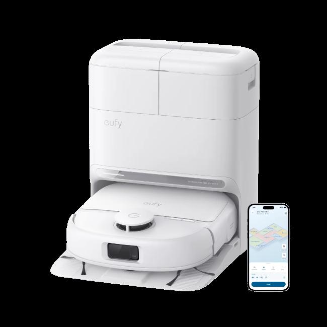 Eufy Omni C28A Robot Vacuum & Mop with 15,000 Pa Suction, 5-in-1 Station, HydroJet Mop, Auto Detangling, iPath 2.0 Nav, White