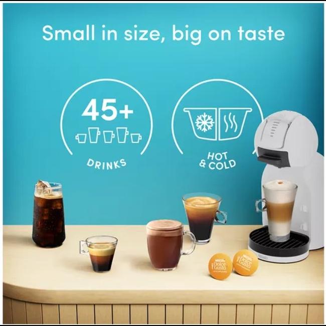 De'Longhi Dolce Gusto Mini Me 2 Pod Coffee Machine Iced Creations Bundle White 15 Bar Pressure 0.8L Water Tank Auto Shut-off 161x305x232mm 220-240V 1340-1600W
