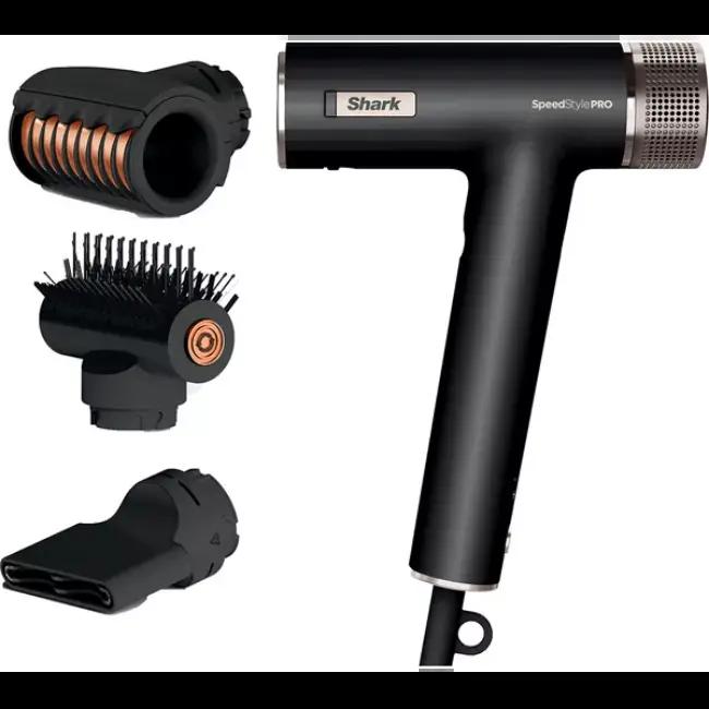 Shark SpeedStyle Pro 3-in-1 Hair Dryer Black with Turbo Concentrator, QuickSmooth Brush, FrizzFighter Finishing Tool