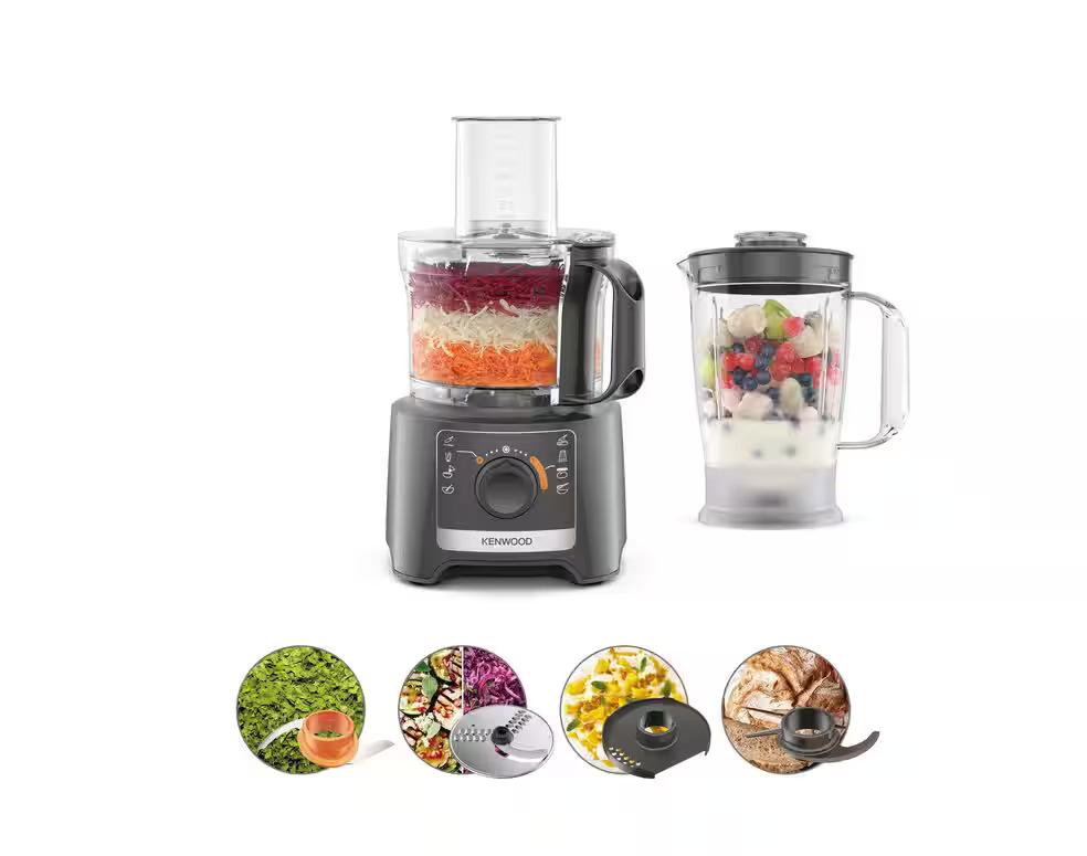 Kenwood Food Processor with Blender, Grey, Speed Settings, Measuring Scale