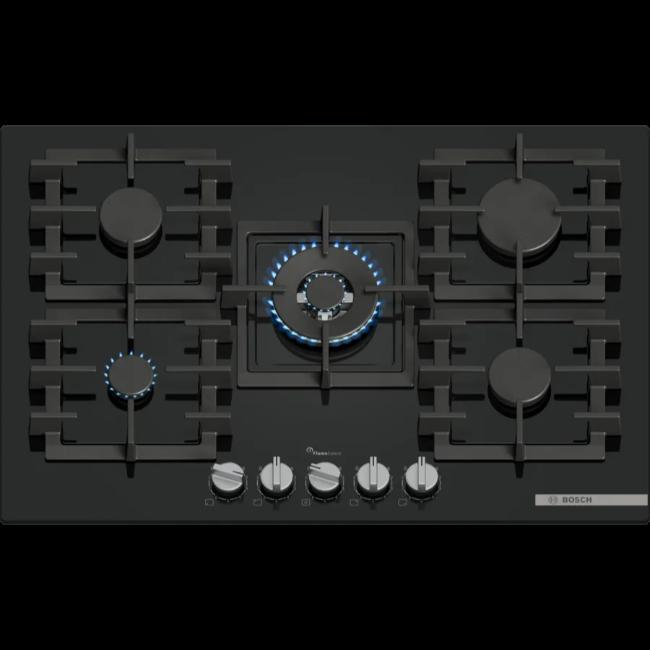 Bosch Series 6 Gas Hob 5 Burner Black with Image Features