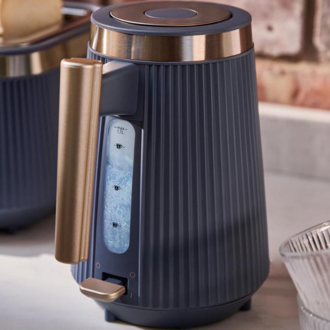 Russell Hobbs Bronte Kettle 1.7 Litres Navy Blue - Gold Accents, Matte Finish, Distinctive Design