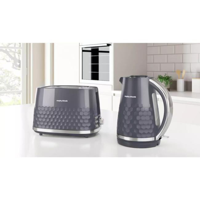 Morphy Richards Hive Toaster Grey | 2 Slice | Defrost & Reheat Setting | Variable Browning Control