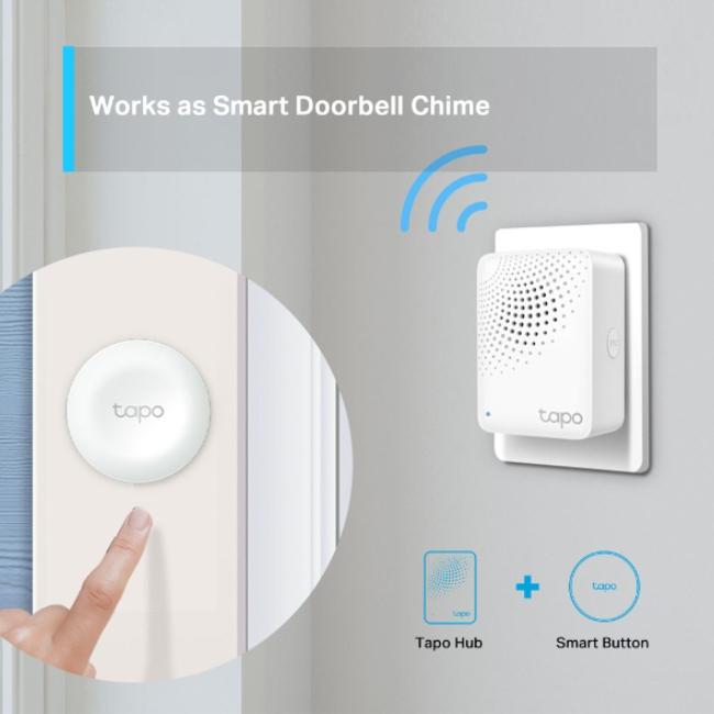 TP-Link Smart IoT Hub with Chime | Smart Alarm, Doorbell, Whole Home Coverage, Low-Power Wireless, Tapo Ecology, Wi-Fi, Up to 64 Devices