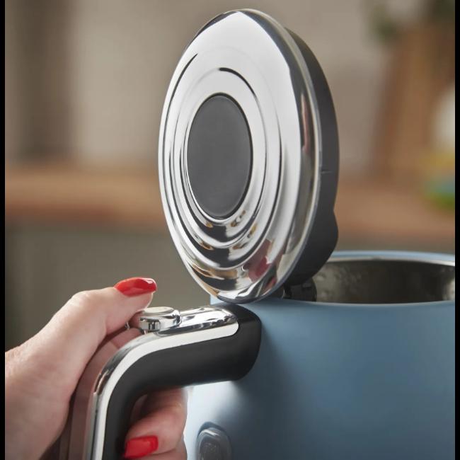 Russell Hobbs Hanley Kettle - Blue, 1.7l, Stainless Steel, Handle, Water Level Indicator