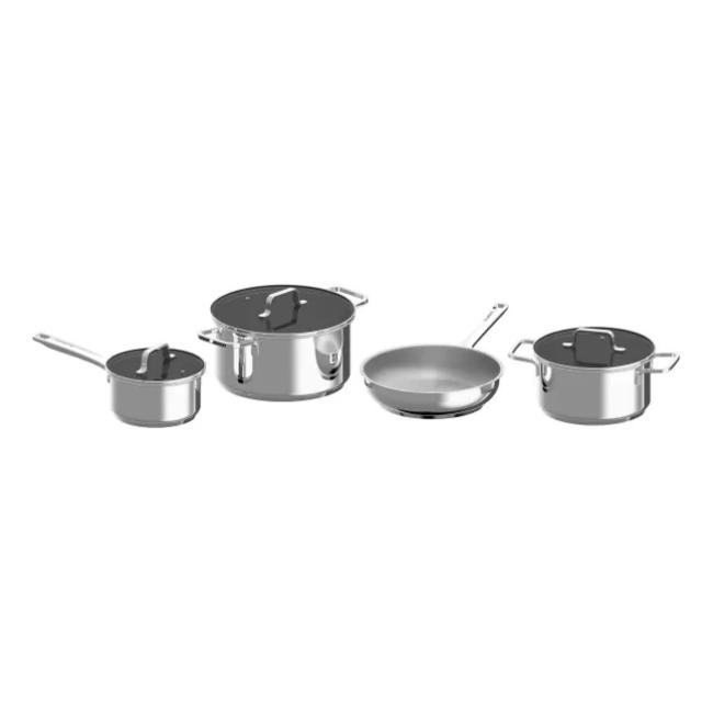 Berghoff Helix 7-Piece Recycled Stainless Steel Cookware Set - Induction Ready, Oven Safe, Scratch-Resistant, Dishwasher Safe, Encapsulated Base
